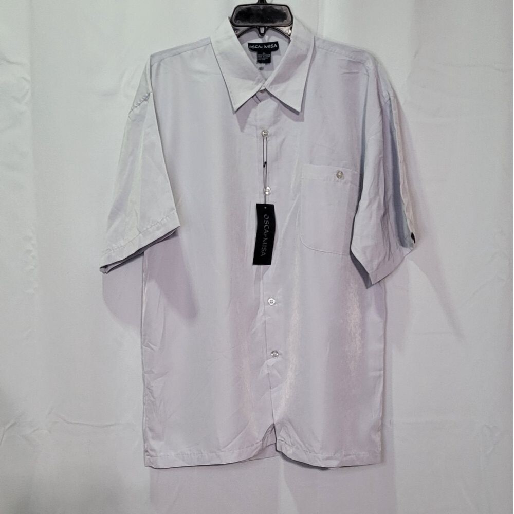 Oscar Misa Men's NWT Light Gray Short Sleeve Dress Shirt Size XL